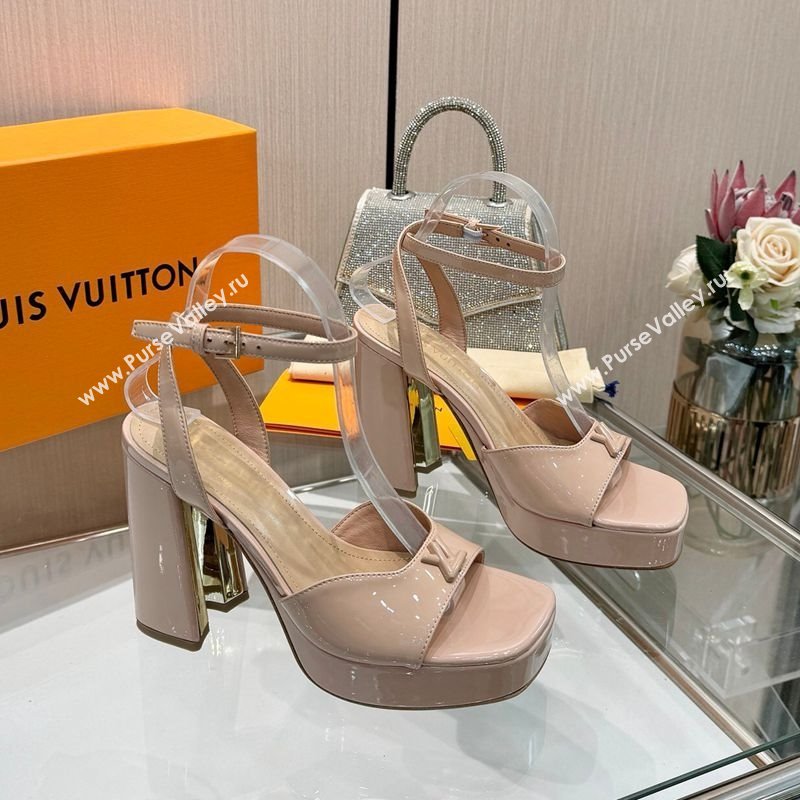 Louis Vuitton Swing Platform Sandals 11cm in Patent Leather Nude 2025 1AICSA (MD-251219116)