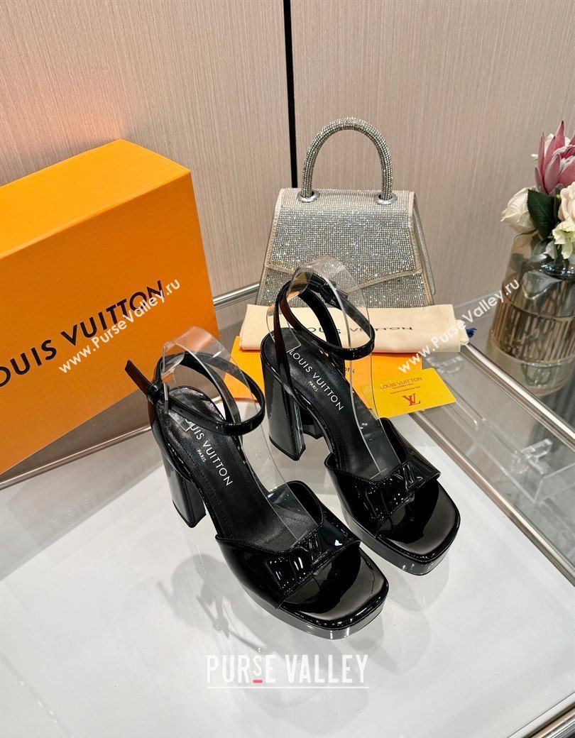 Louis Vuitton Swing Platform Sandals 11cm in Patent Leather Black 2025 1AICSA (MD-251219117)