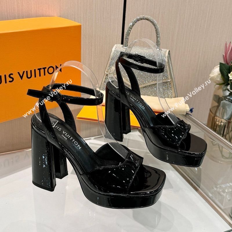Louis Vuitton Swing Platform Sandals 11cm in Patent Leather Black 2025 1AICSA (MD-251219117)