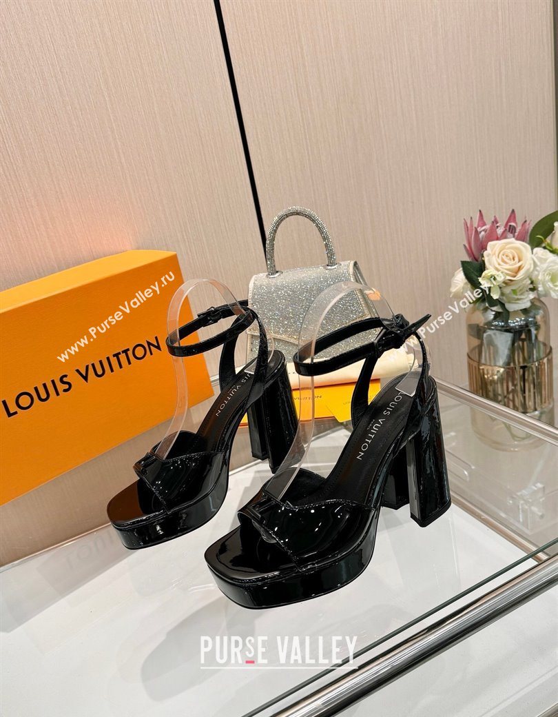 Louis Vuitton Swing Platform Sandals 11cm in Patent Leather Black 2025 1AICSA (MD-251219117)
