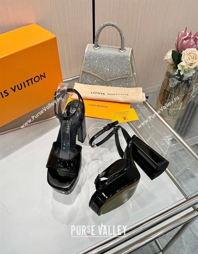 Louis Vuitton Swing Platform Sandals 11cm in Patent Leather Black 2025 1AICSA (MD-251219117)