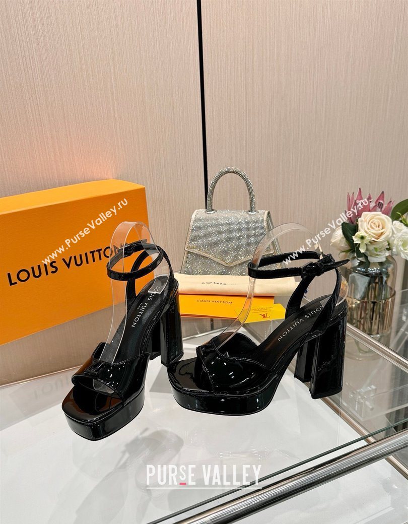 Louis Vuitton Swing Platform Sandals 11cm in Patent Leather Black 2025 1AICSA (MD-251219117)