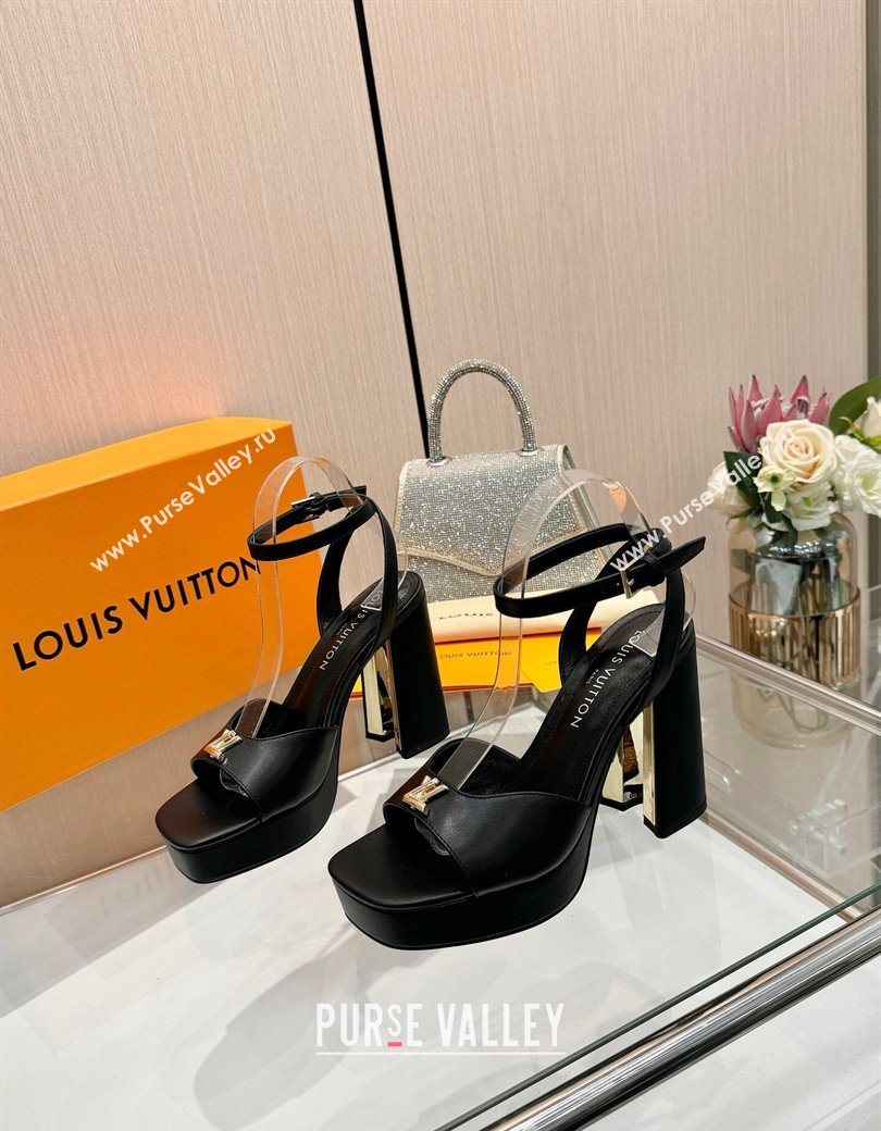 Louis Vuitton Swing Platform Sandals 11cm in Calf Leather Black 2025 1AICSA (MD-251219118)