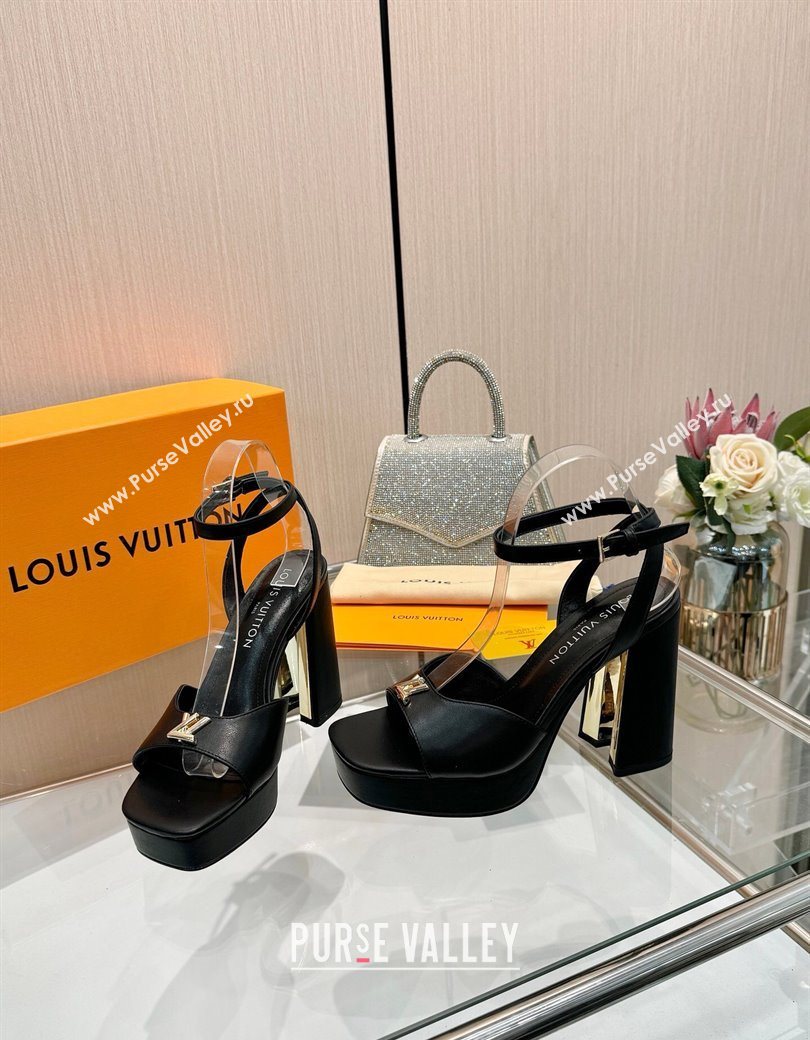 Louis Vuitton Swing Platform Sandals 11cm in Calf Leather Black 2025 1AICSA (MD-251219118)