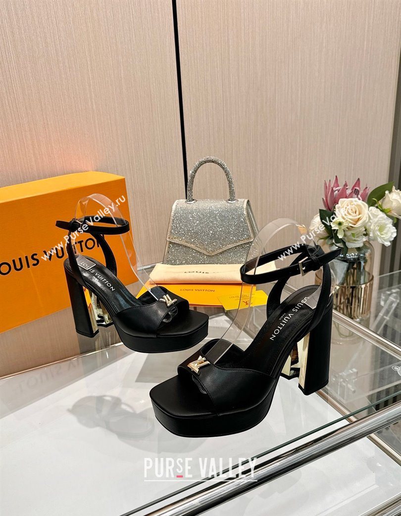 Louis Vuitton Swing Platform Sandals 11cm in Calf Leather Black 2025 1AICSA (MD-251219118)
