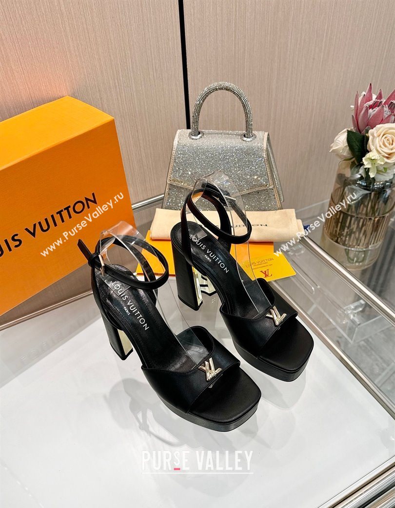 Louis Vuitton Swing Platform Sandals 11cm in Calf Leather Black 2025 1AICSA (MD-251219118)