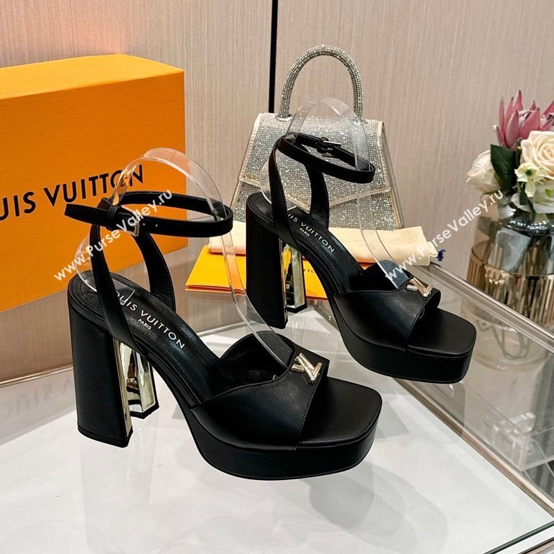 Louis Vuitton Swing Platform Sandals 11cm in Calf Leather Black 2025 1AICSA (MD-251219118)