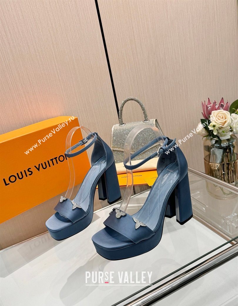 Louis Vuitton Swing Platform Sandals 11cm in Satin Jean Blue 2025 1AIUXG (MD-251219109)