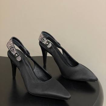 Louis Vuitton Legacy Slingbacks Pump 9cm in Satin and Strass Black 2025 1AISLV (MD-251219131)
