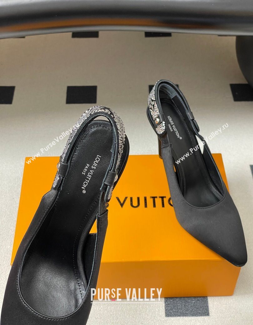 Louis Vuitton Legacy Slingbacks Pump 9cm in Satin and Strass Black 2025 1AISLV (MD-251219131)