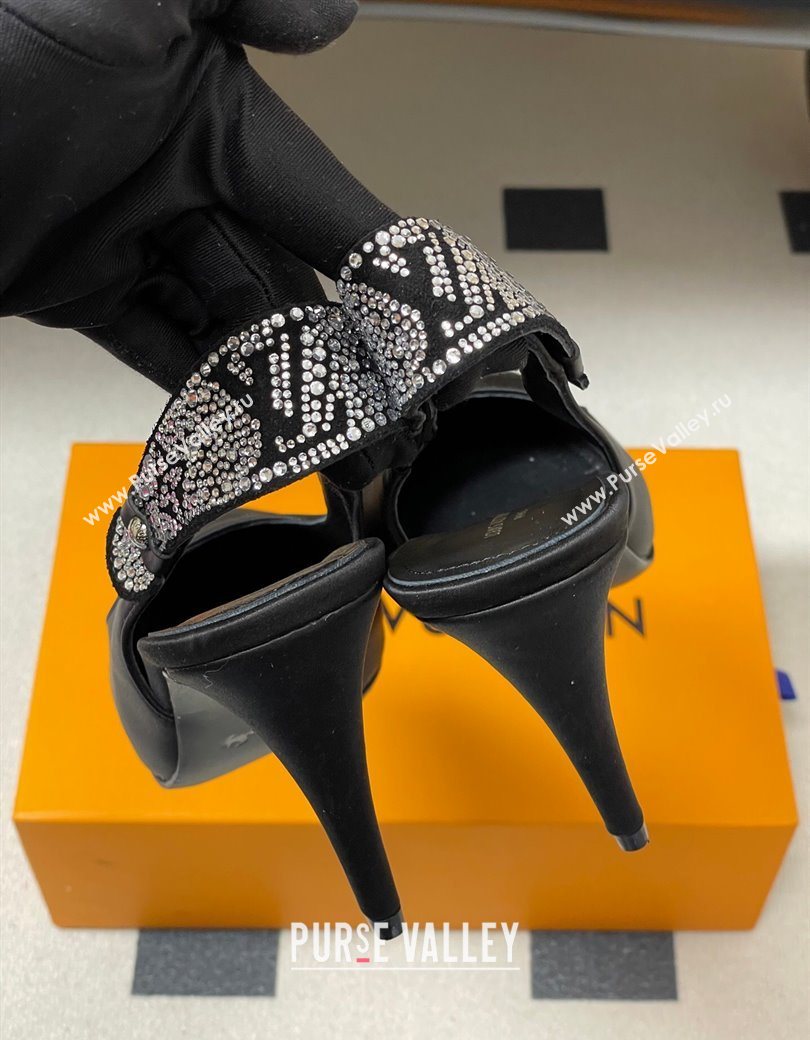 Louis Vuitton Legacy Slingbacks Pump 9cm in Satin and Strass Black 2025 1AISLV (MD-251219131)