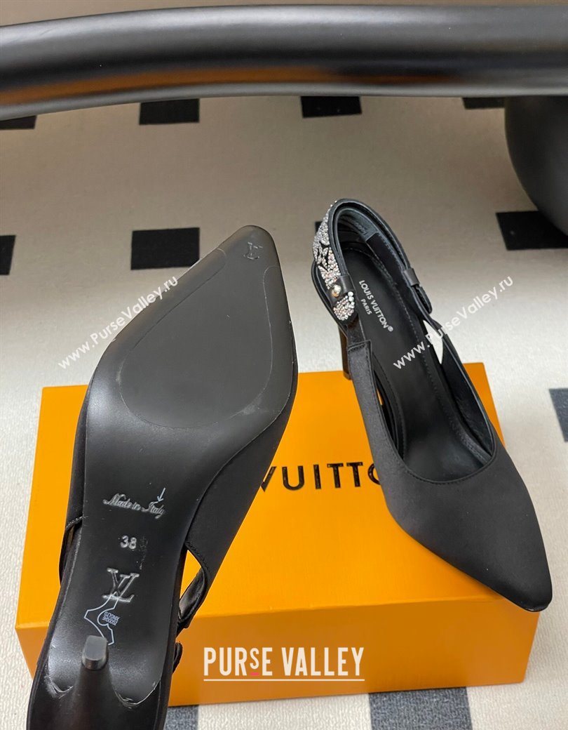 Louis Vuitton Legacy Slingbacks Pump 9cm in Satin and Strass Black 2025 1AISLV (MD-251219131)