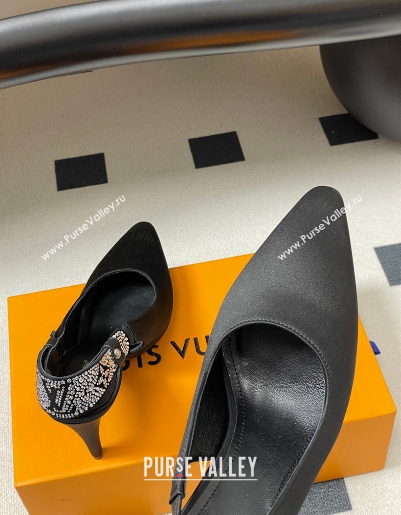 Louis Vuitton Legacy Slingbacks Pump 9cm in Satin and Strass Black 2025 1AISLV (MD-251219131)