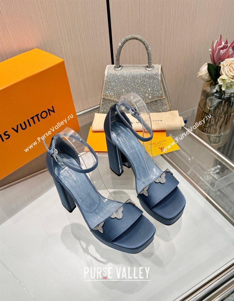 Louis Vuitton Swing Platform Sandals 11cm in Satin Jean Blue 2025 1AIUXG (MD-251219109)