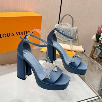 Louis Vuitton Swing Platform Sandals 11cm in Satin Jean Blue 2025 1AIUXG (MD-251219109)