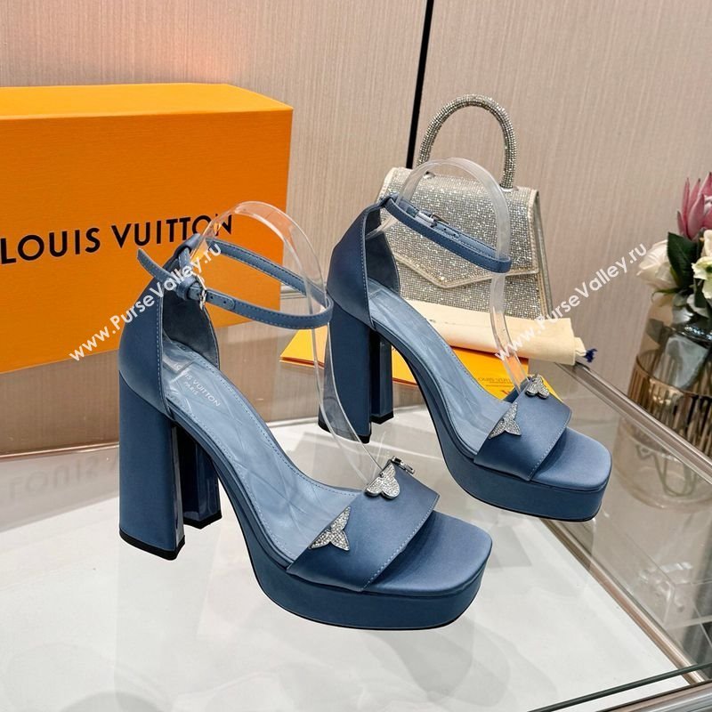 Louis Vuitton Swing Platform Sandals 11cm in Satin Jean Blue 2025 1AIUXG (MD-251219109)