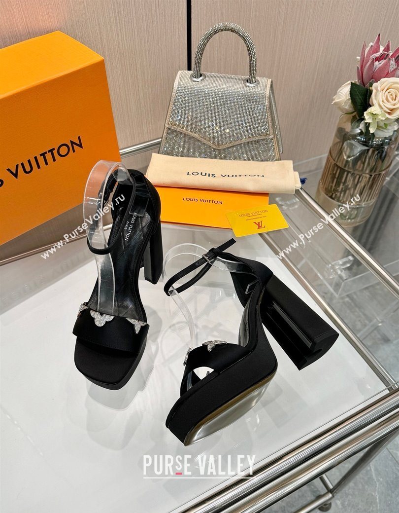 Louis Vuitton Swing Platform Sandals 11cm in Satin Black 2025 1AIUXG (MD-251219110)