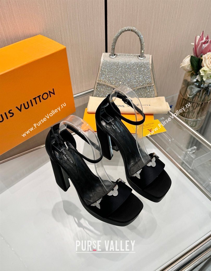 Louis Vuitton Swing Platform Sandals 11cm in Satin Black 2025 1AIUXG (MD-251219110)