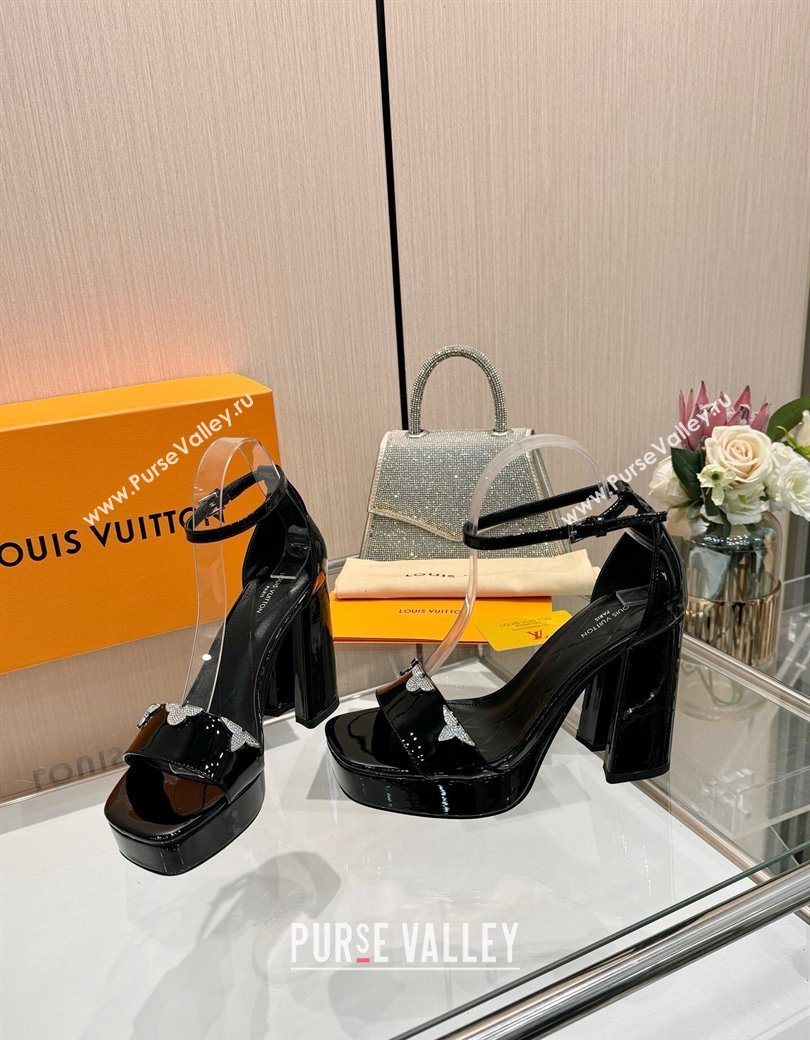 Louis Vuitton Swing Platform Sandals 11cm in Patent Leather Black 2025 1AIUXG (MD-251219111)