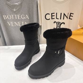 Louis Vuitton Territory Ankle Boots in Nubuck Leather and Wool with Buckle Black 2025 1AIU42 (MD-251219082)