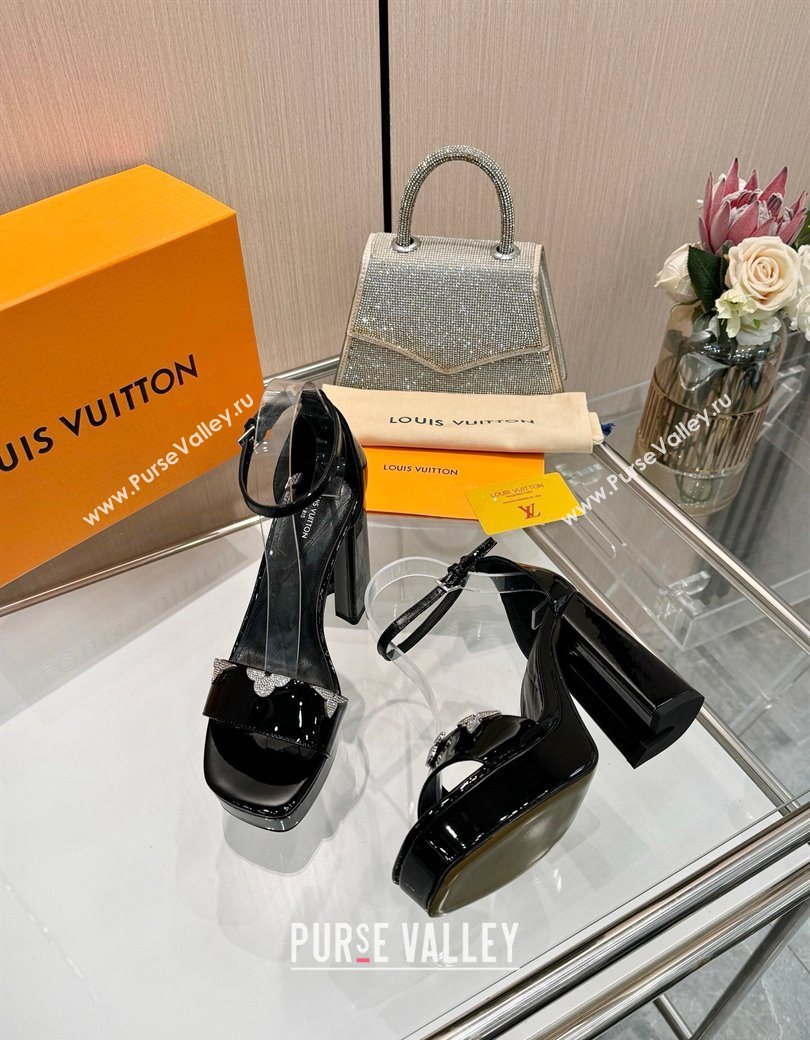 Louis Vuitton Swing Platform Sandals 11cm in Patent Leather Black 2025 1AIUXG (MD-251219111)