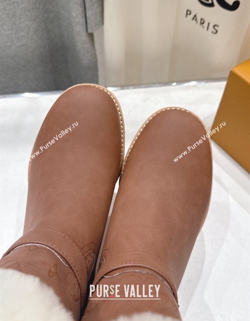 Louis Vuitton Territory Ankle Boots in Nubuck Leather and Wool with Buckle Brown 2025 1AIU42 (MD-251219083)