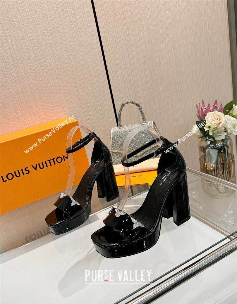 Louis Vuitton Swing Platform Sandals 11cm in Patent Leather Black 2025 1AIUXG (MD-251219111)