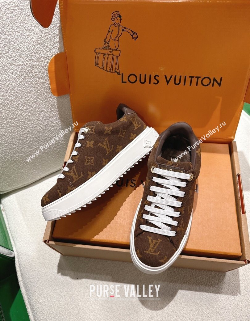 Louis Vuitton Time Out Sneakers in Monogram Fabric Brown 2025 1219 (MD-251219102)