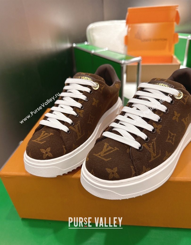 Louis Vuitton Time Out Sneakers in Monogram Fabric Brown 2025 1219 (MD-251219102)