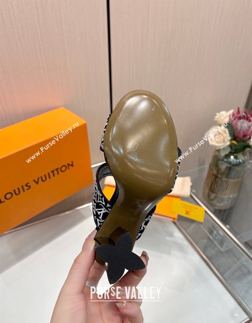 Louis Vuitton Silhouette Heel Slides Sandal 10cm in Monogram Embroidery Black 2025 LV121901 (MD-251219126)