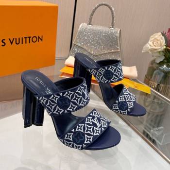 Louis Vuitton Silhouette Heel Slides Sandal 10cm in Monogram Embroidery Blue 2025 LV121901 (MD-251219129)
