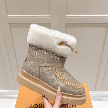 Louis Vuitton Cortina Platform Ankle Boots in Suede with Strass Beige 2025 1AIUEY (MD-251219088)