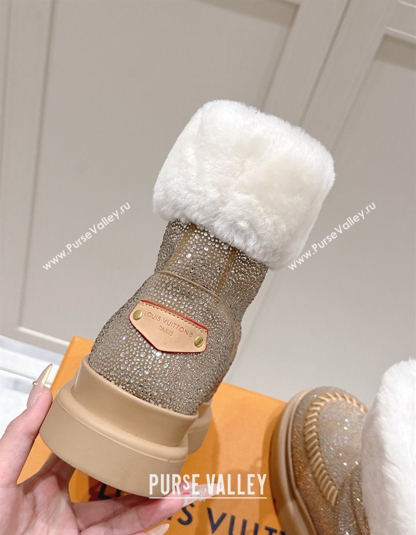 Louis Vuitton Cortina Platform Ankle Boots in Suede with Strass Beige 2025 1AIUEY (MD-251219088)