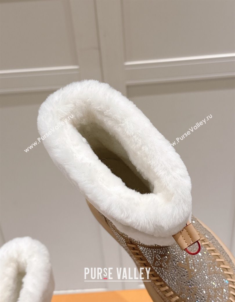 Louis Vuitton Cortina Platform Ankle Boots in Suede with Strass Beige 2025 1AIUEY (MD-251219088)