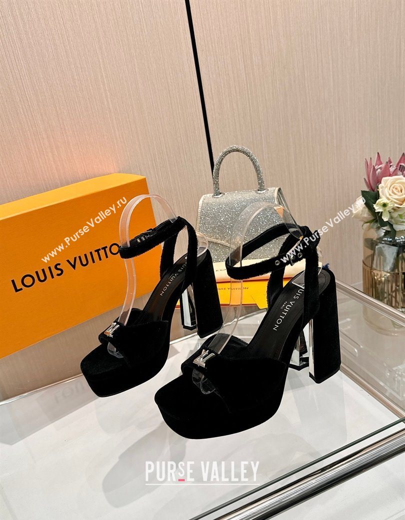 Louis Vuitton Swing Platform Sandals 11cm in Velvet Black 2025 1AICSA (MD-251219113)