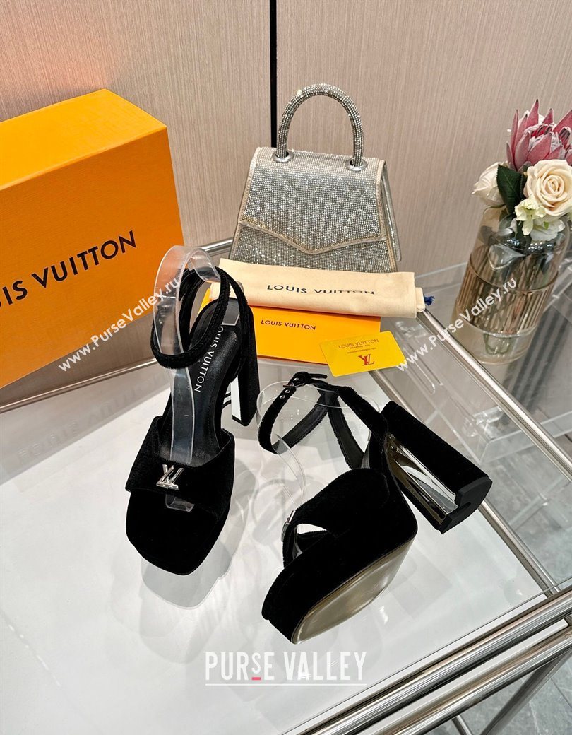 Louis Vuitton Swing Platform Sandals 11cm in Velvet Black 2025 1AICSA (MD-251219113)