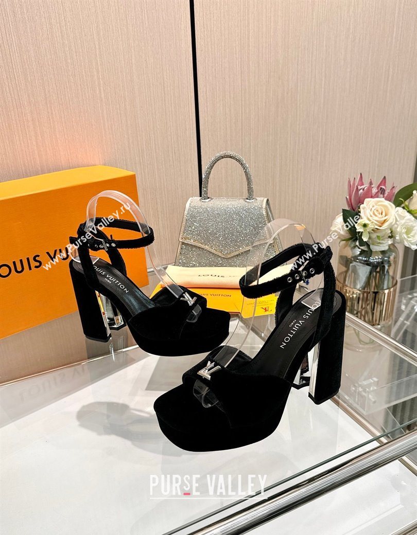 Louis Vuitton Swing Platform Sandals 11cm in Velvet Black 2025 1AICSA (MD-251219113)