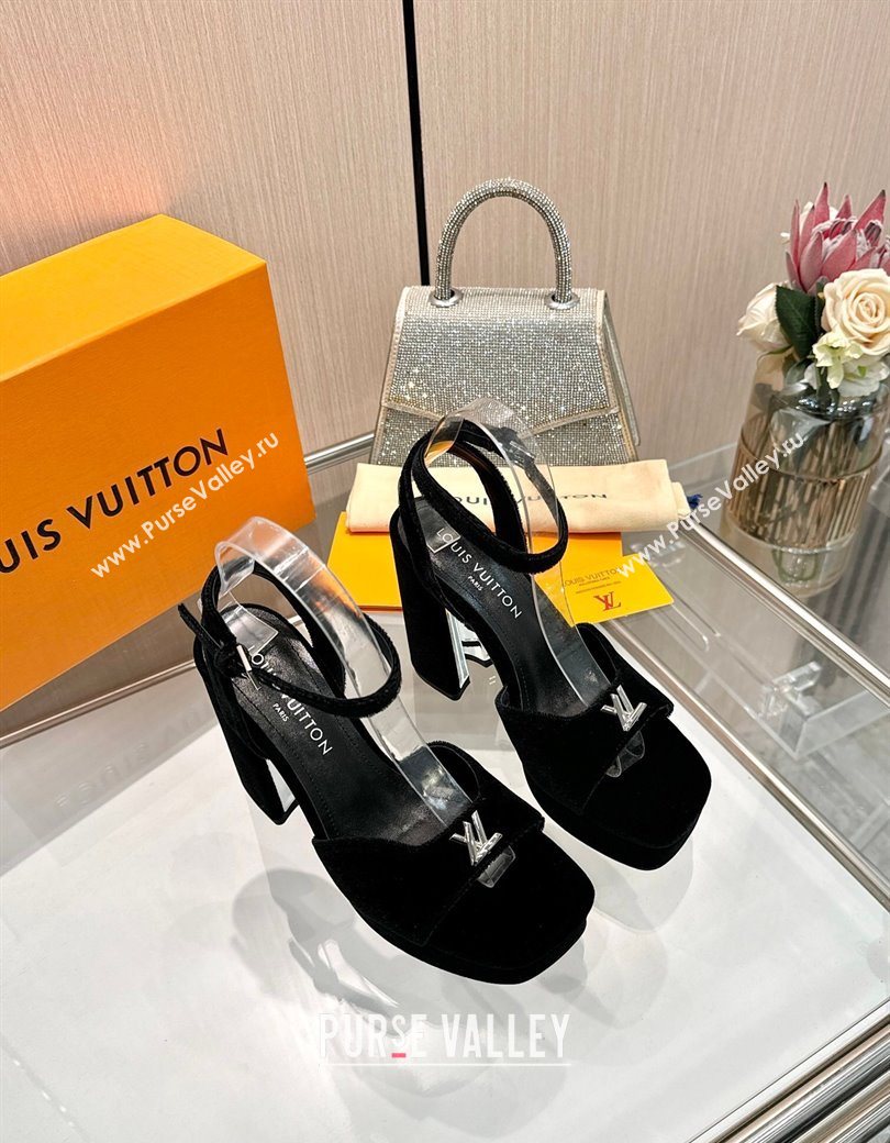 Louis Vuitton Swing Platform Sandals 11cm in Velvet Black 2025 1AICSA (MD-251219113)