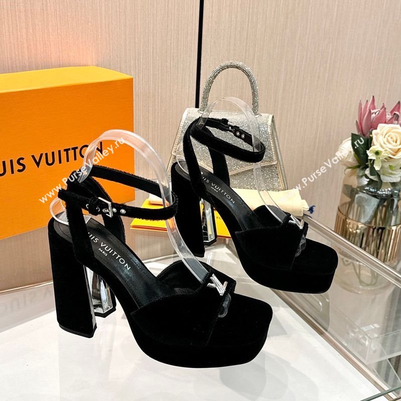 Louis Vuitton Swing Platform Sandals 11cm in Velvet Black 2025 1AICSA (MD-251219113)