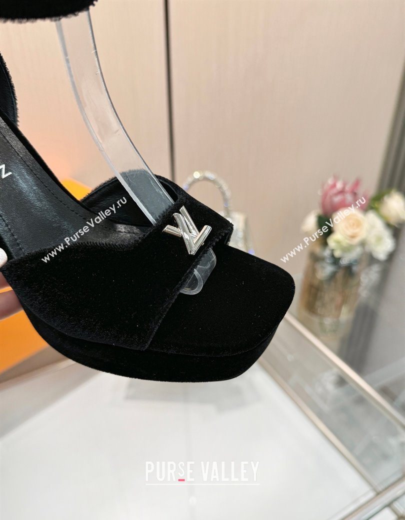 Louis Vuitton Swing Platform Sandals 11cm in Velvet Black 2025 1AICSA (MD-251219113)