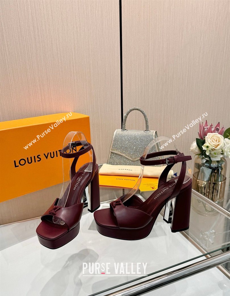 Louis Vuitton Swing Platform Sandals 11cm in Calf Leather Dark Burgundy 2025 1AICSA (MD-251219115)