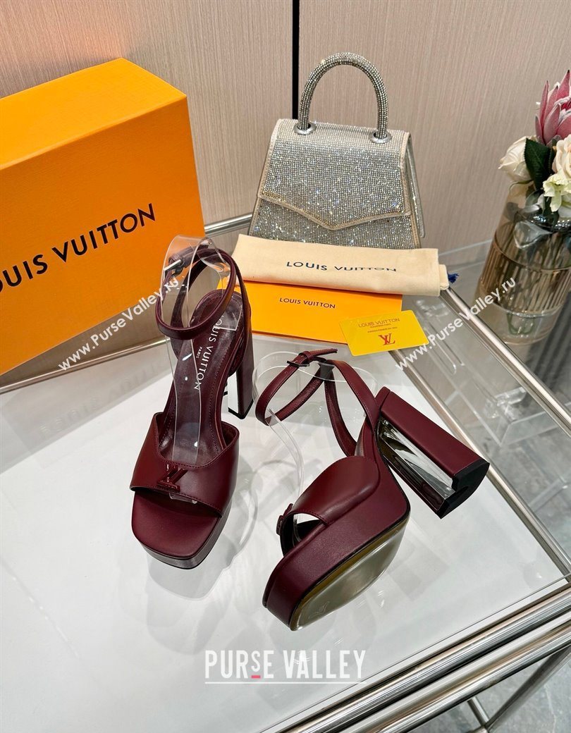 Louis Vuitton Swing Platform Sandals 11cm in Calf Leather Dark Burgundy 2025 1AICSA (MD-251219115)