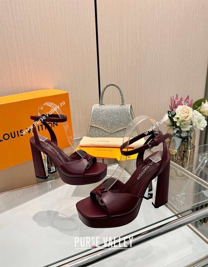 Louis Vuitton Swing Platform Sandals 11cm in Calf Leather Dark Burgundy 2025 1AICSA (MD-251219115)