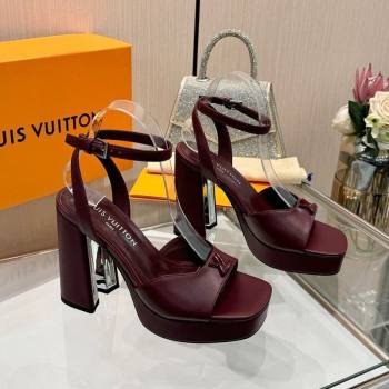 Louis Vuitton Swing Platform Sandals 11cm in Calf Leather Dark Burgundy 2025 1AICSA (MD-251219115)