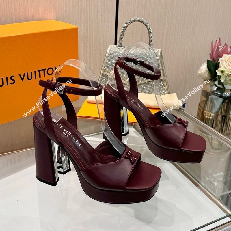 Louis Vuitton Swing Platform Sandals 11cm in Calf Leather Dark Burgundy 2025 1AICSA (MD-251219115)