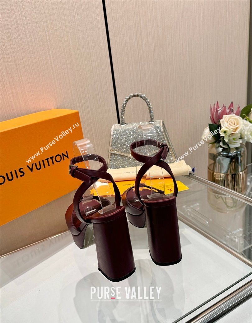 Louis Vuitton Swing Platform Sandals 11cm in Calf Leather Dark Burgundy 2025 1AICSA (MD-251219115)