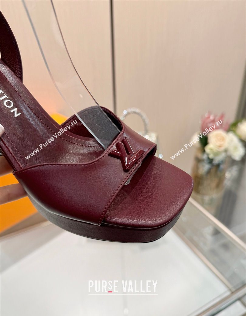 Louis Vuitton Swing Platform Sandals 11cm in Calf Leather Dark Burgundy 2025 1AICSA (MD-251219115)