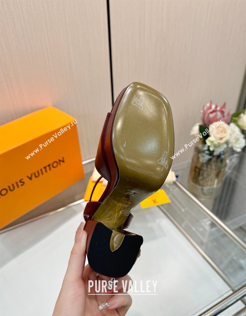 Louis Vuitton Swing Platform Sandals 11cm in Calf Leather Dark Burgundy 2025 1AICSA (MD-251219115)