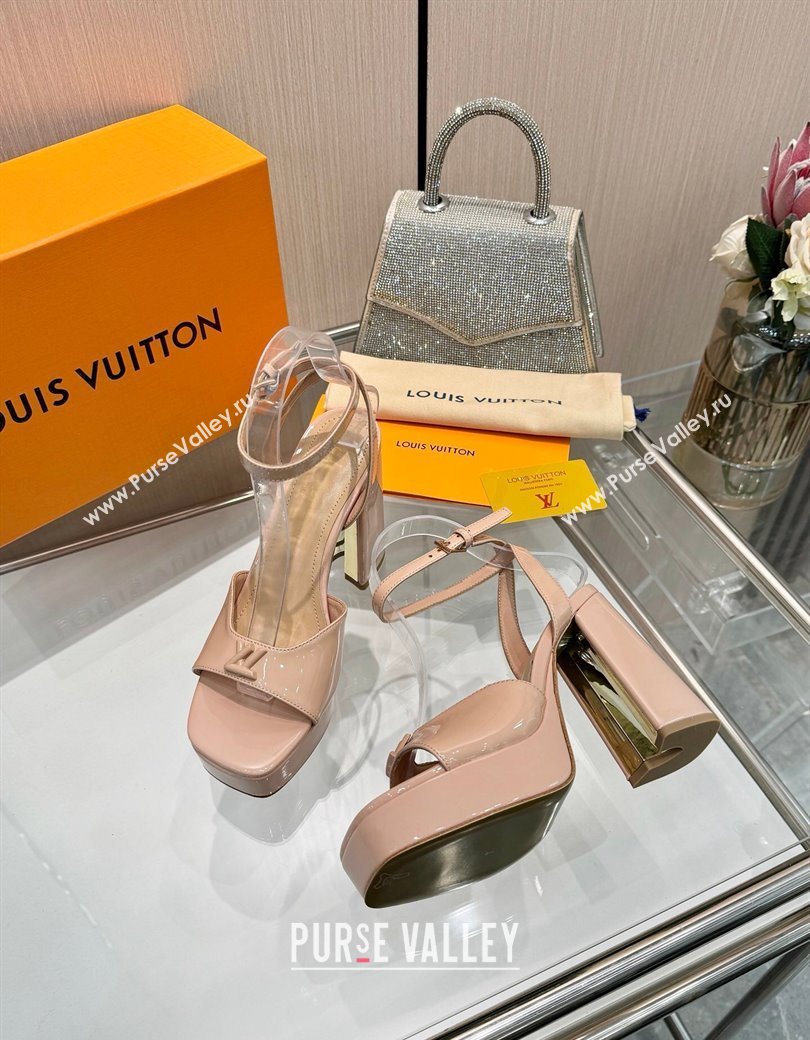 Louis Vuitton Swing Platform Sandals 11cm in Patent Leather Nude 2025 1AICSA (MD-251219116)