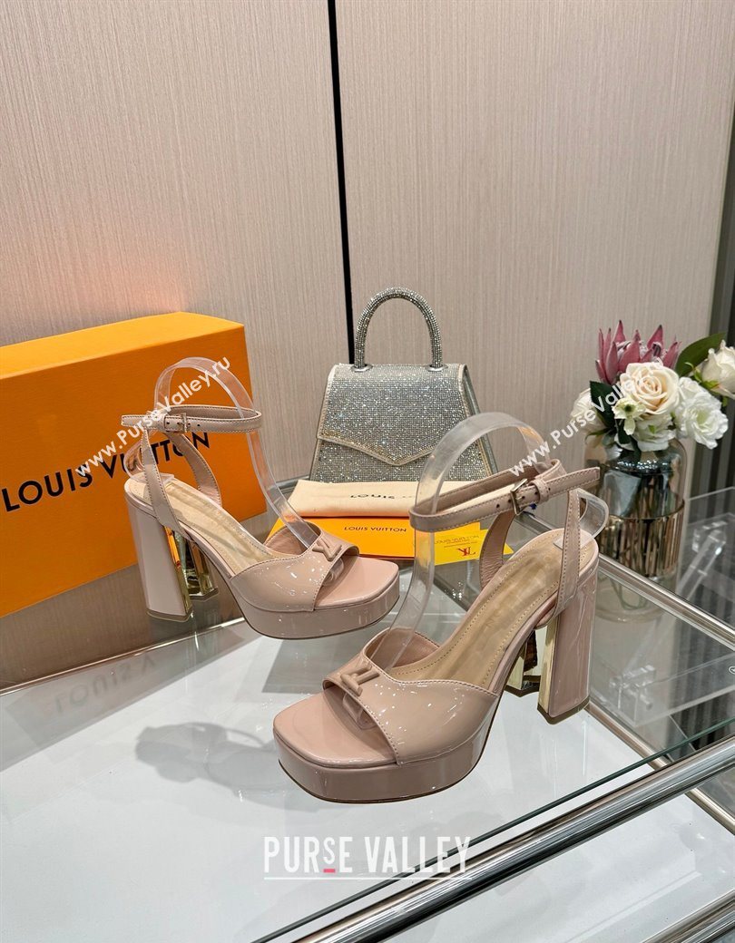Louis Vuitton Swing Platform Sandals 11cm in Patent Leather Nude 2025 1AICSA (MD-251219116)